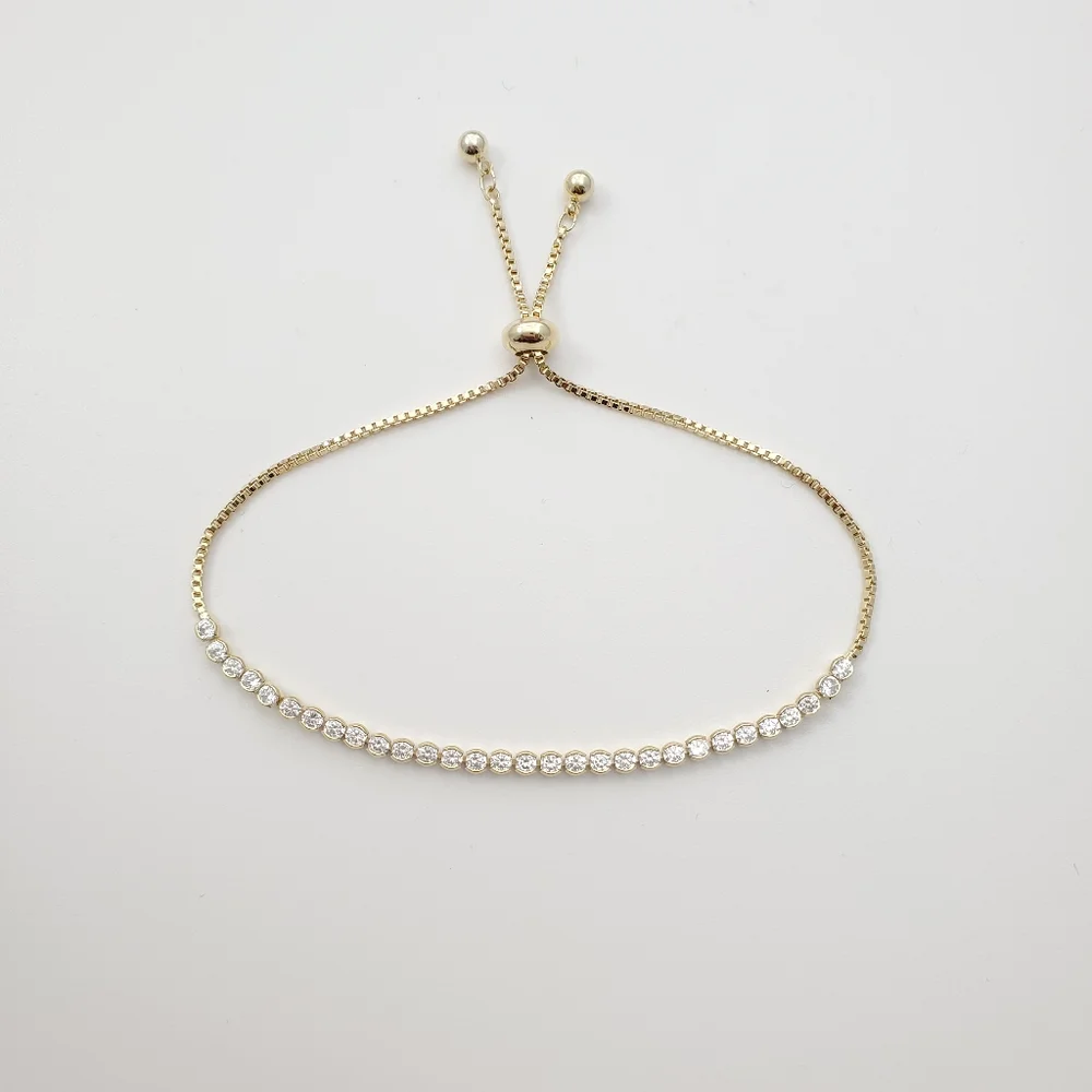 Gold Mini Rhinestone Adjustable Bracelet - Picture 4 of 6